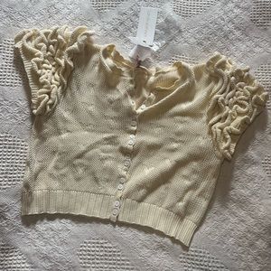 LoveShackFancy Preilla Crop Cardigan Size Small New with tags! Beige, Cream